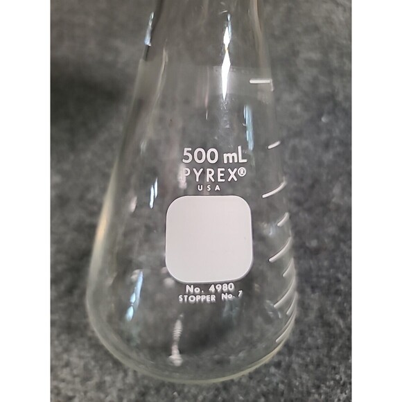 Vintage Glass Pyrex 4980 500 mL Erlenmeyer Flask Beaker USA Clean - Picture 5 of 5